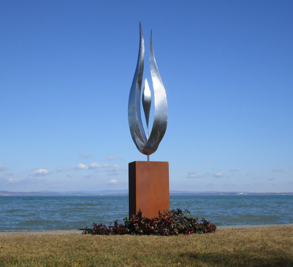 Huge artwork flame on column